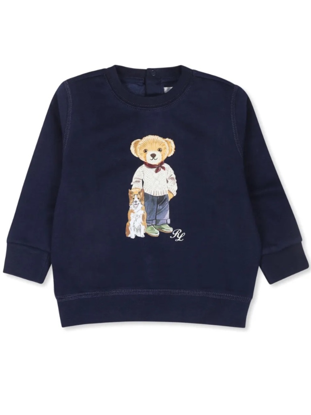 Ralph Lauren Navy Bear & Dog Crewneck Sweatshirt for Kids